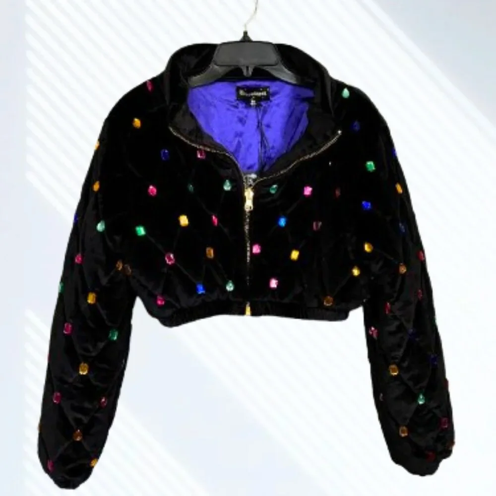 NWT Dolls Kill Horoscopez Sold Out Natural Wonder Bejeweled Puffer Jacket SZ M - Picture 3 of 16